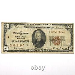1929 $20.00 National Bank Note from Minneapolis Federal Reserve BankBrown Bill