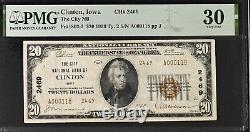 1929 $20 Clinton IA National Currency Note Bill Ch. 2469 PMG 30 T2