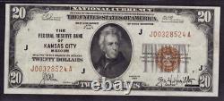 1929 $20 Federal Reserve Bank Note Kansas City Fr. 1870-j Pcgs B Choice Unc Cu 63