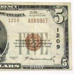 1929 $5.00 FEDERAL RESERVE BANK NOTE Brown Seal from CAMDEN N. J. Rare Bill