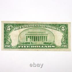 1929 $5.00 FEDERAL RESERVE BANK NOTE Brown Seal from CAMDEN N. J. Rare Bill