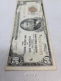 1929 $50 National Currency Federal Reserve of San Francisco