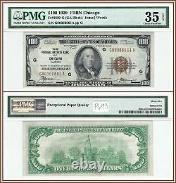 1929 Chicago $100 Federal Reserve Bank Note PMG 35 EPQ Choice Very Fine FRBN