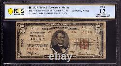 1929 T2 $5 Manufacturers National Bank Note Currency Lewsiton Maine Pcgs B F 12