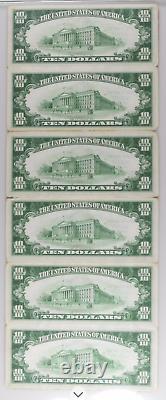 1929 Type 2 $10 National Banknote Uncut Sheet Albion Nebraska Pmg Au 50 13-18
