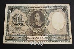 1940 Spain 1000 Pesetas Bartolome Murillo Banknote Pick# 120 Vf