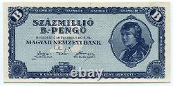 1946 Szazmillio 100 Million B-Pengo UNC Hungary National Bank P136 Banknote