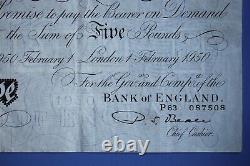 1950 Bank of England BOE Five pounds Beale, P63 087508 £5 banknote 26994