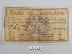 1952 Bank of Scotland Ltd £1 One Pound Note Banknote circulated