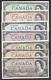 1954 Canada banknote set 7-notes $1 $2 $5 $10 $20 $50 & $100 all a/EF