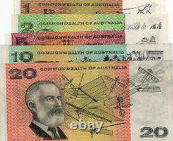 1967 Australian Notes Coombs/randall Full Set $1, $2, $5, $10, $20 Vf+c/v $1800