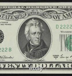 1969 $20 Federal Reserve Solid 22222222 Note PMG 64 EPQ