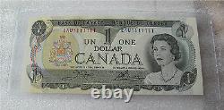 1973 BANK OF CANADA $1 DOLLAR BANKNOTE BC-40b RADAR SOLID NUMBER EAU1111111 UNC