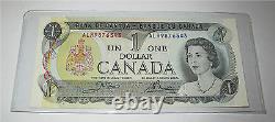 1973 Bank of Canada $1 dollar banknote BC-40b radar descending # ALR 9876543 UNC