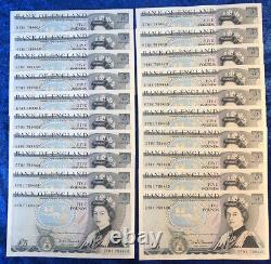 1980s Sequential Run Of 20 British £5 Banknotes ET81 789401-ET81 789420