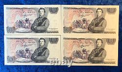 1980s Sequential Run Of 4 British £5 Banknotes JR40 126614-JR40 126617