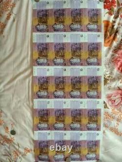 1990 australia fraser higgins 5$ 20pc sheet uncut sheet Banknote