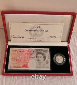 1994 £50 BANKNOTE + SILVER PROOF 50p SET complete