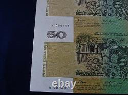 (1994) $50 Uncut Block of 4 Fraser/Evans. Black SerialsA, B, C, D 000485