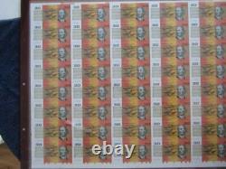 1995 Fraser/Evans Uncut $20 Sheet Australia. Only 250 issued worldwide