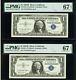 2 $1 1957 Consecutive Serial Numbers Silver Certificate Currency Bank Note Bill