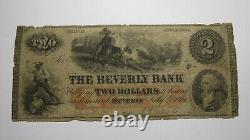$2 1861 Beverly New Jersey NJ Obsolete Currency Bank Note Bill! Beverly Bank