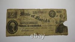 $2 1861 Tallahassee Florida Obsolete Currency Bank Note Bill State of FL RARE