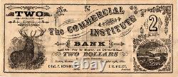 2$ Bill Bank Note 1882 Commercial Institute Bank Holton Kansas College Currency