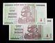 2 pcs x Zimbabwe 50 Trillion Dollars Banknotes- (100 Trillion) 2008/AA / UNC