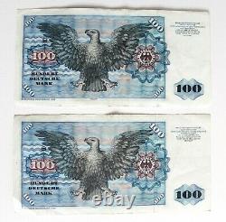 2 x 100 DM Scheine von 1982 alte Banknote 2 x Deutsche Hundert Mark Zustand TOP