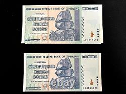2 x ZIM Zimbabwe 100 Trillion Banknote AA/2008, P-91, Crisp Uncirculated