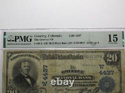 $20 1902 Greeley Colorado CO National Currency Bank Note Bill Ch. #4437 F15 PMG
