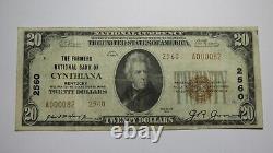 $20 1929 Cynthiana Kentucky KY National Currency Bank Note Bill Ch. #2560 VF+