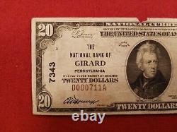 $20 1929 Girard Pennsylvania PA National Currency Bank Note Bill Ch. #7343