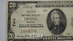 $20 1929 Linton Indiana IN National Currency Bank Note Bill Ch. #7411 VF+