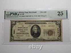 $20 1929 Rising Sun Maryland MD National Currency Bank Note Bill Ch. #2481 VF25