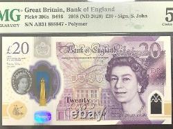 £20 Note Bank Of England Polymer Rare Lucky 8888 Pmg Uncirculated 20 20 Gem Uk