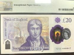 £20 Note Bank Of England Polymer Rare Lucky 8888 Pmg Uncirculated 20 20 Gem Uk