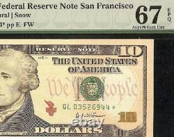 2004 A $10 BILL STAR FEDERAL RESERVE NOTE PAPER MONEY Fr # ERROR PMG 67 EPQ
