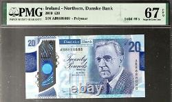 2019 (northern) DANSKE bank Belfast £20 banknote N Ireland Polymer Radar PMG 66