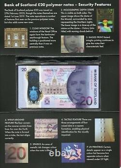 2020 Bank of Scotland £20 Polymer in Folder. Matching Serials AA QC Queensferry