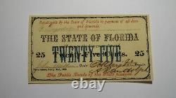 $. 25 1863 Tallahassee Florida Obsolete Currency Bank Note Bill State of FL AU+++