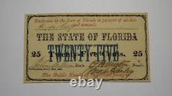 $. 25 1863 Tallahassee Florida Obsolete Currency Bank Note Bill State of FL UNC++