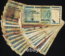 25 x Zimbabwe 100 Billion Special Agro Cheque banknotes 2008 25PCS Damaged/Used
