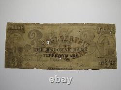 $3 1849 Waldoboro Maine ME Obsolete Currency Bank Note Bill The Medomak Bank