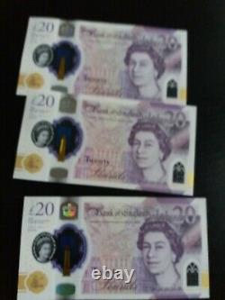 3 x 20 pound note consecutive bank of England William Turner year of birth 1775
