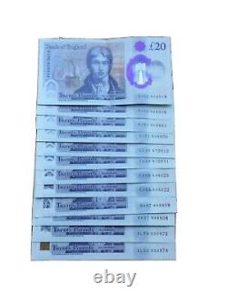 4£20 (£80) New notes Sarah John polymer random serial numbers uncirculated