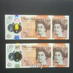 4 Polymer £10 notes BL10 889997/8/9/0 Uncirculated Collectable serial numbers