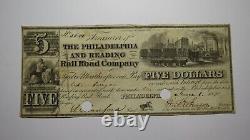 $5 1840 Philadelphia Pennsylvania PA Obsolete Currency Bank Note Bill Reading RR