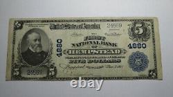 $5 1902 Hempstead New York NY National Currency Bank Note Bill Ch. #4880 VF RARE